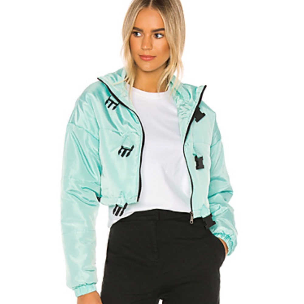 Revolve blue cropped jacket